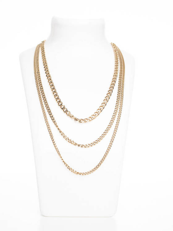 Potrójny naszyjnik z łańcuszków typu pancerka