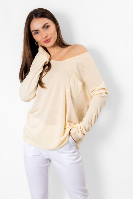 Dzianinowy sweter z dekoltem w serek